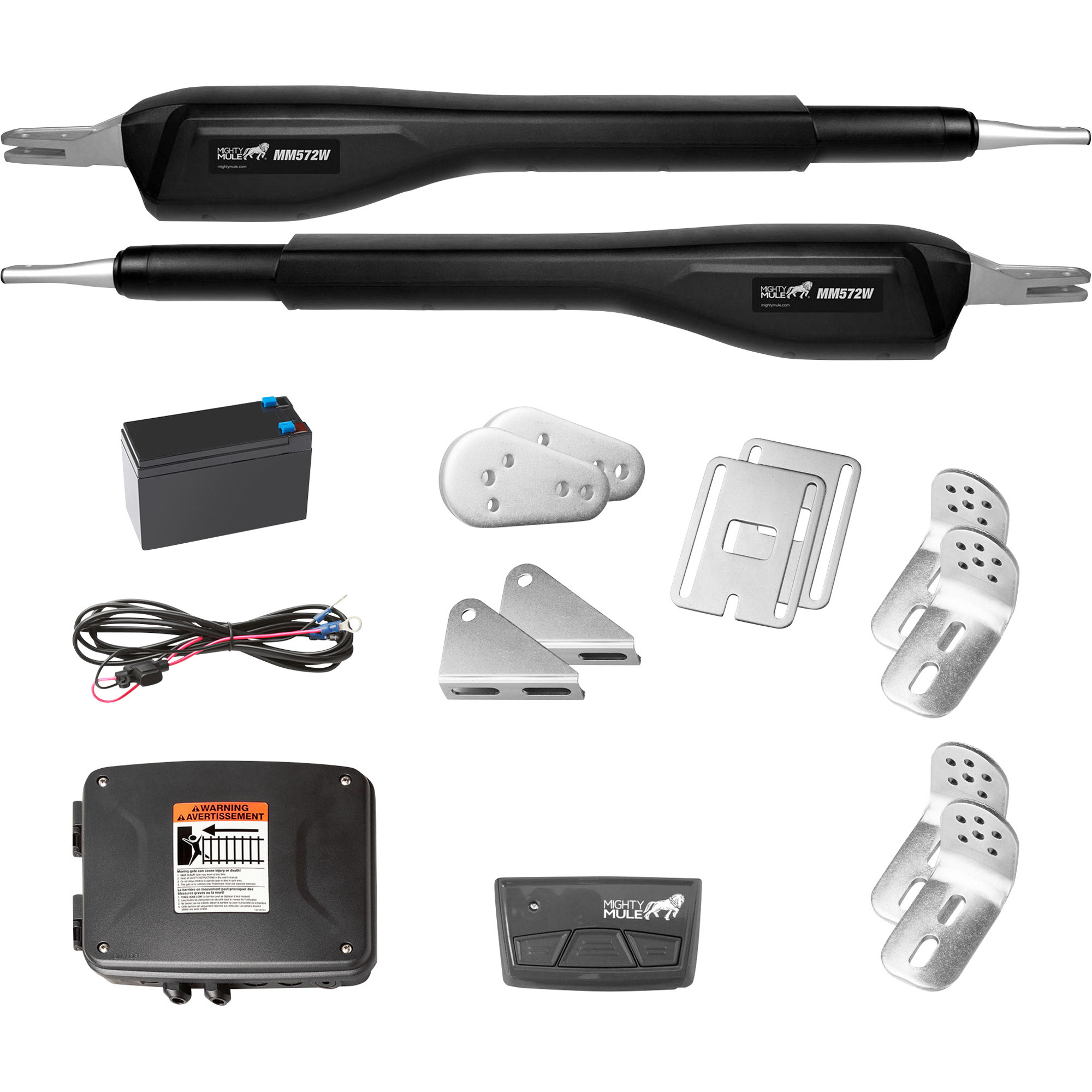 Mighty Mule Smart Capable, Solar Compatible Heavy-Duty Dual Gate Opener, 850-Lb./Leaf Capacity, Model# MM572W